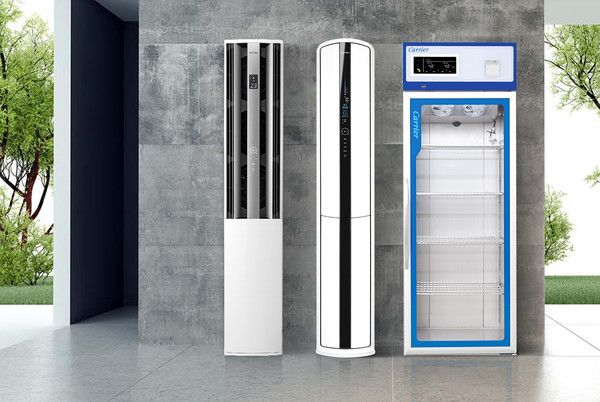 (사진 왼쪽부터) 캐리어에어컨 All New 에어로 18단 에어컨, All New 18단 와이드 공기청정기, 캐리어냉장 의약품 냉장고(사진=캐리어에어컨)