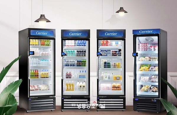 캐리어냉장의 AI 무인 판매기 ‘픽앤탁’ 풀라인업 / (왼쪽부터) 냉장, 냉장(성인인증), 상온, 냉동